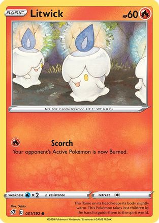 Litwick 031  - Reverse Holofoil SWSH02 Rebel Clash - Common