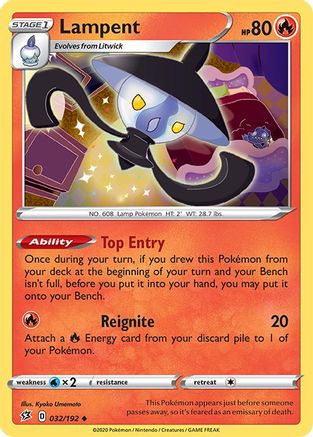 Lampent 032  - Reverse Holofoil SWSH02 Rebel Clash - Uncommon