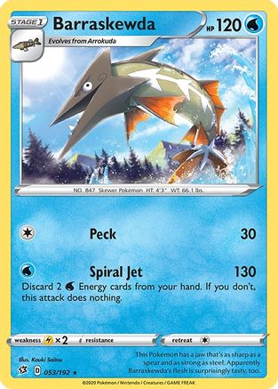 Barraskewda 053  - Reverse Holofoil SWSH02 Rebel Clash - Rare