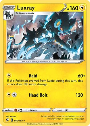 Luxray 062  - Reverse Holofoil SWSH02 Rebel Clash - Holo Rare
