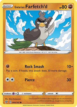 Galarian Farfetch'd 094  - Reverse Holofoil SWSH02 Rebel Clash - Common