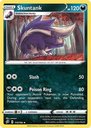 Skuntank 115  - Reverse Holofoil SWSH02 Rebel Clash - Uncommon
