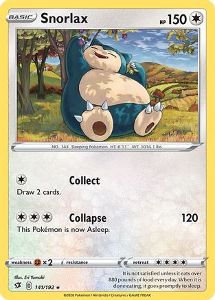 Snorlax 141  - Reverse Holofoil SWSH02 Rebel Clash - Rare