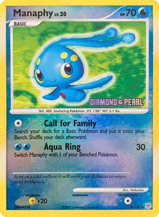 Manaphy - 9/130 [Diamond & Pearl]/130  - Reverse Holofoil Burger King Promos - Promo