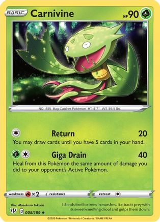 Carnivine 005  - Reverse Holofoil SWSH03 Darkness Ablaze - Uncommon