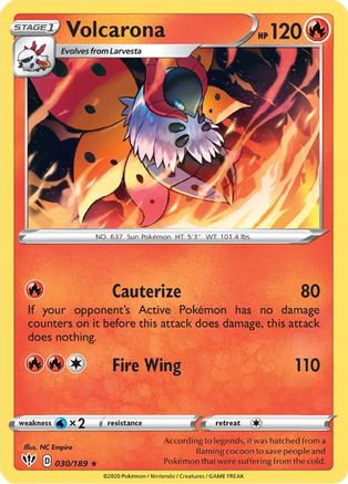 Volcarona 030  - Reverse Holofoil SWSH03 Darkness Ablaze - Rare