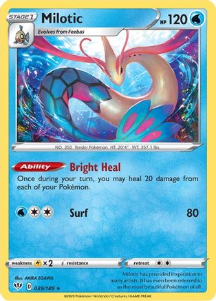 Milotic 039  - Reverse Holofoil SWSH03 Darkness Ablaze - Holo Rare