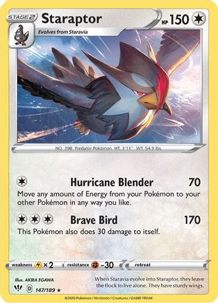 Staraptor 147  SWSH03 Darkness Ablaze - Rare