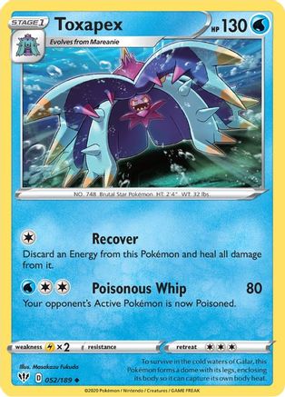 Toxapex 052  - Reverse Holofoil SWSH03 Darkness Ablaze - Uncommon
