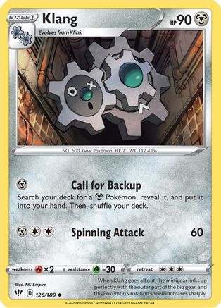 Klang 126  - Reverse Holofoil SWSH03 Darkness Ablaze - Uncommon