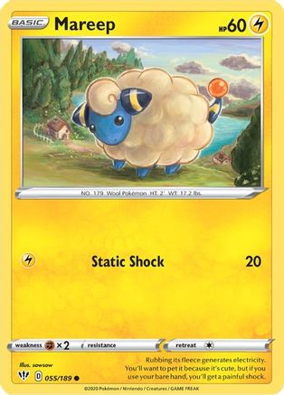 Mareep 055  - Reverse Holofoil SWSH03 Darkness Ablaze - Common