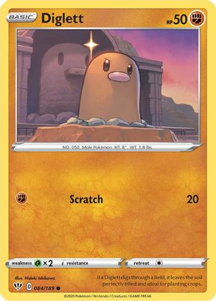 Diglett 084  - Reverse Holofoil SWSH03 Darkness Ablaze - Common