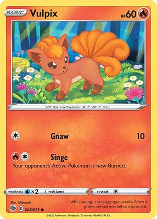 Vulpix 006  - Reverse Holofoil Champions Path - Common