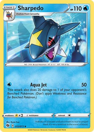 Sharpedo 012  - Reverse Holofoil Champions Path - Uncommon