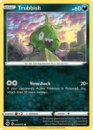 Trubbish 043  - Reverse Holofoil Champions Path - Common