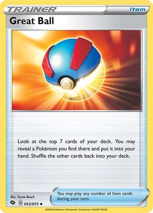 Great Ball 052  - Reverse Holofoil Champions Path - Uncommon