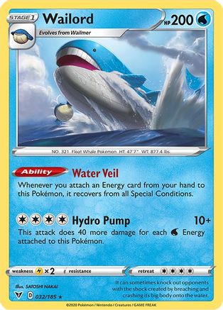 Wailord 032  - Reverse Holofoil SWSH04 Vivid Voltage - Holo Rare