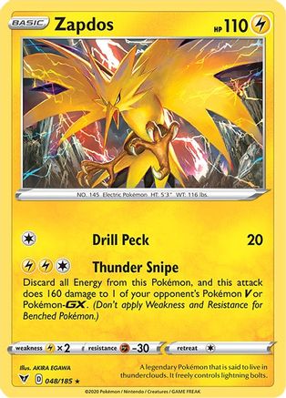 Zapdos 048  - Holofoil SWSH04 Vivid Voltage - Holo Rare