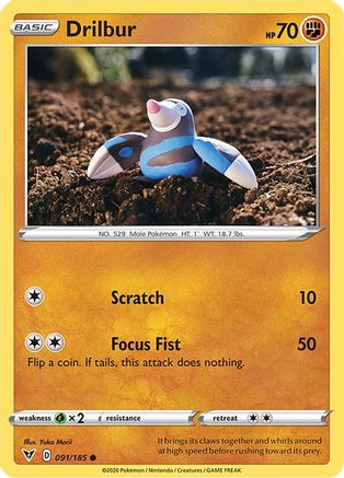 Drilbur 091  - Reverse Holofoil SWSH04 Vivid Voltage - Common