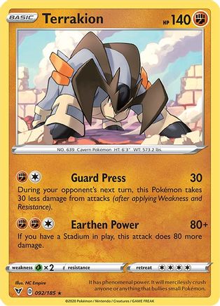 Terrakion 092  - Reverse Holofoil SWSH04 Vivid Voltage - Rare