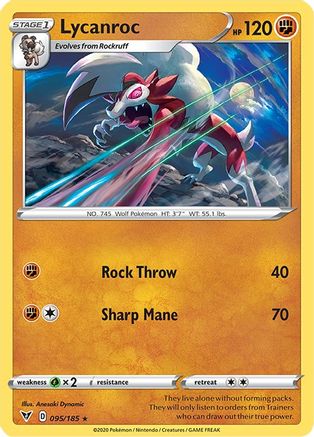 Lycanroc 095  - Reverse Holofoil SWSH04 Vivid Voltage - Rare