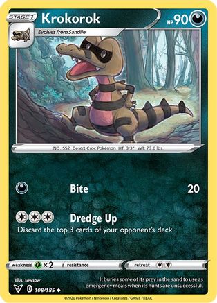 Krokorok 108  - Reverse Holofoil SWSH04 Vivid Voltage - Uncommon