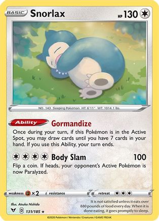 Snorlax 131  - Reverse Holofoil SWSH04 Vivid Voltage - Holo Rare