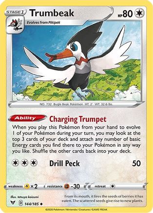 Trumbeak 144  - Reverse Holofoil SWSH04 Vivid Voltage - Uncommon