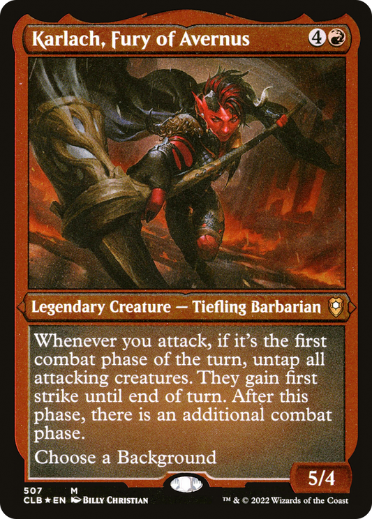 Karlach, Fury of Avernus (Foil Etched) [Commander Legends: Battle for Baldur's Gate]