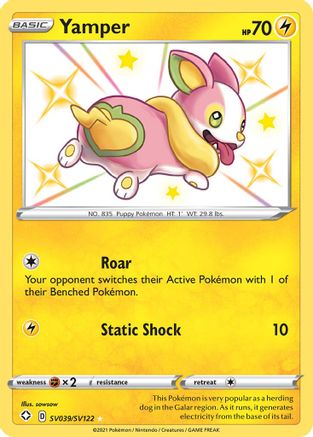 Yamper SV039  - Holofoil Shining Fates Shiny Vault - Shiny Holo Rare