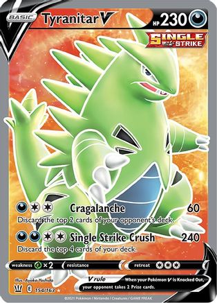 Tyranitar V (Full Art) 154/163  - Holofoil SWSH05 Battle Styles - Ultra Rare