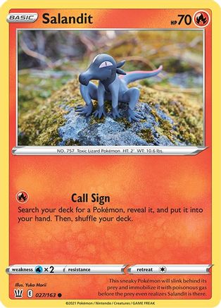 Salandit 027  - Reverse Holofoil SWSH05 Battle Styles - Common