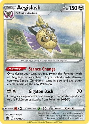 Aegislash (108) 108  - Reverse Holofoil SWSH05 Battle Styles - Rare