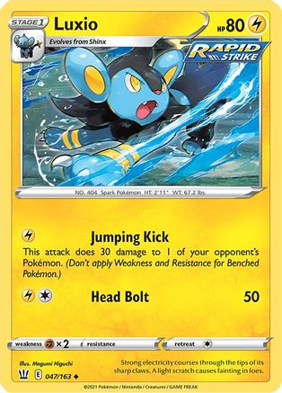 Luxio 047  - Reverse Holofoil SWSH05 Battle Styles - Uncommon