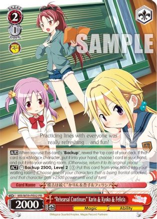 "Rehearsal Continues" Karin & Kyoko & Felicia (MR/W59-PE02 PR) - Magia Record: Puella Magi Madoka Magica [Side Story] (Mobile)