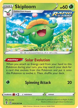 Skiploom 003  - Reverse Holofoil SWSH07 Evolving Skies - Uncommon