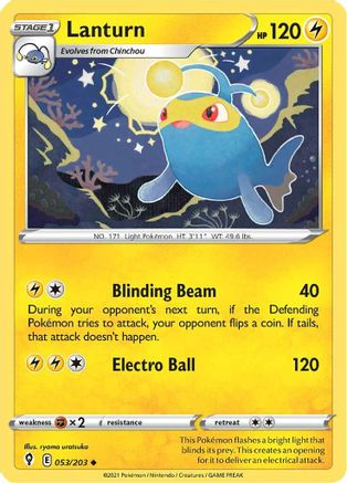 Lanturn 053  SWSH07 Evolving Skies - Uncommon