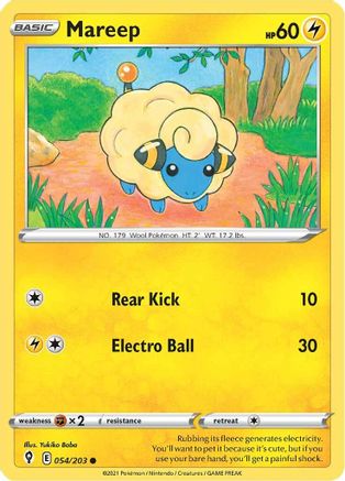 Mareep 054  - Reverse Holofoil SWSH07 Evolving Skies - Common