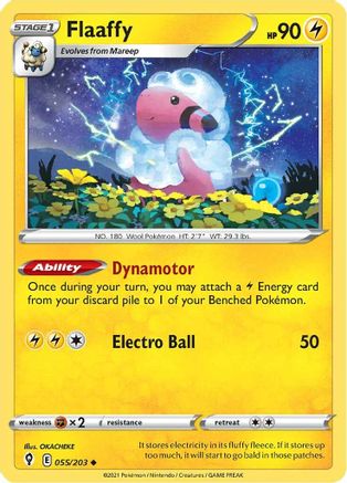 Flaaffy 055  - Reverse Holofoil SWSH07 Evolving Skies - Uncommon