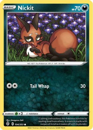 Nickit 104  - Reverse Holofoil SWSH07 Evolving Skies - Common