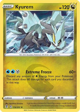 Kyurem 116  - Holofoil SWSH07 Evolving Skies - Holo Rare
