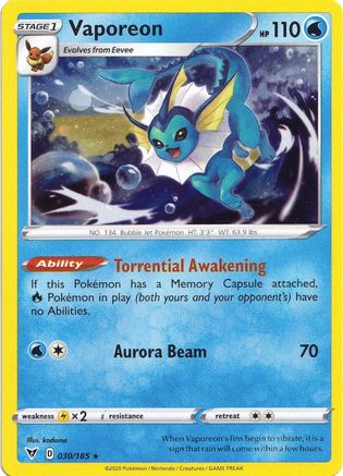 Vaporeon 030/185  - Holofoil Miscellaneous Cards & Products - Promo