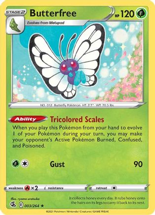 Butterfree 003  - Reverse Holofoil SWSH08 Fusion Strike - Holo Rare