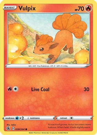 Vulpix (28) 028  - Reverse Holofoil SWSH08 Fusion Strike - Common