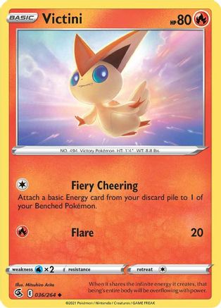 Victini 036  - Reverse Holofoil SWSH08 Fusion Strike - Uncommon