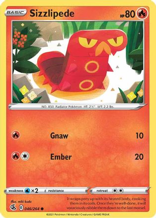 Sizzlipede (46) 046  - Reverse Holofoil SWSH08 Fusion Strike - Common
