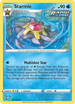 Starmie 053  - Reverse Holofoil SWSH08 Fusion Strike - Holo Rare