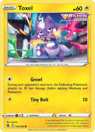 Toxel (106) 106  - Reverse Holofoil SWSH08 Fusion Strike - Common