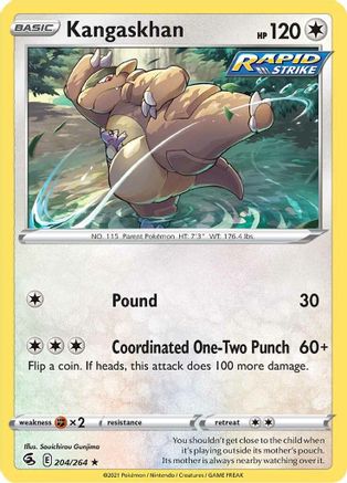 Kangaskhan 204  - Reverse Holofoil SWSH08 Fusion Strike - Rare