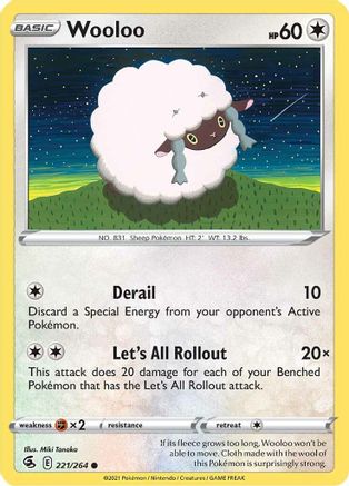 Wooloo (221) 221  - Reverse Holofoil SWSH08 Fusion Strike - Common